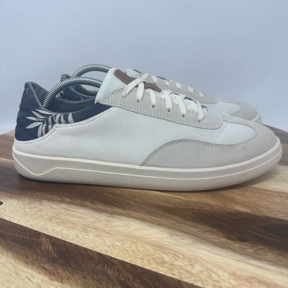 OluKai Punini Men's 10 (EU 43) Beige White Suede Lace Up Athletic Sneakers Shoes - Picture 1 of 9